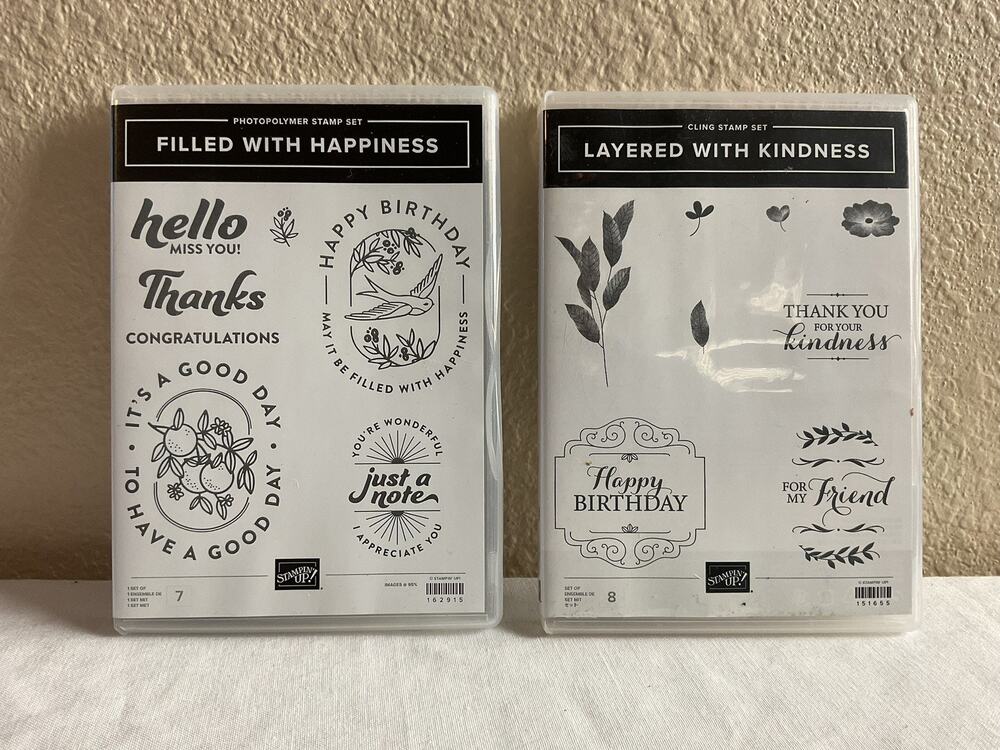 Stampin Up Filled Happiness 162915 Layered Kindness 151655 Stamp Lot Retired